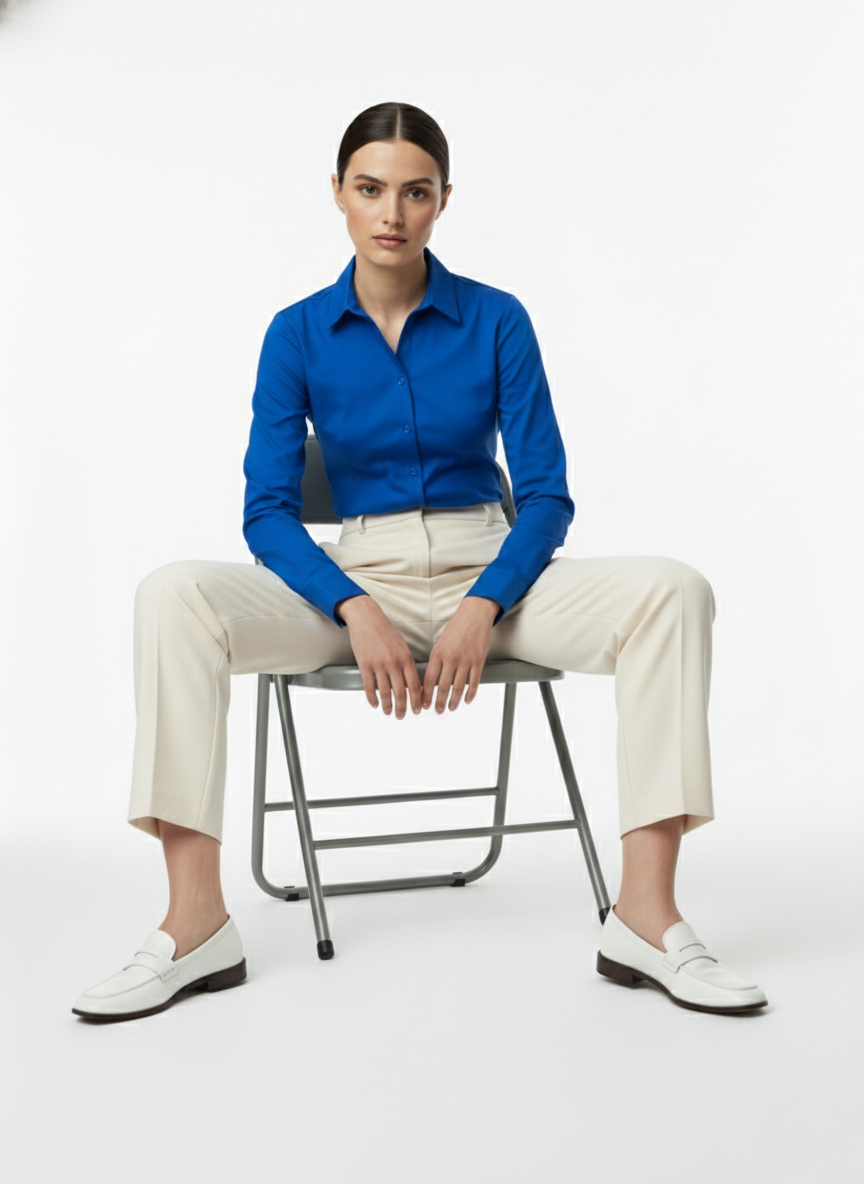 ROYAL BLUE CLASSIC COTTON LONG-SLEEVE FORMAL SHIRT