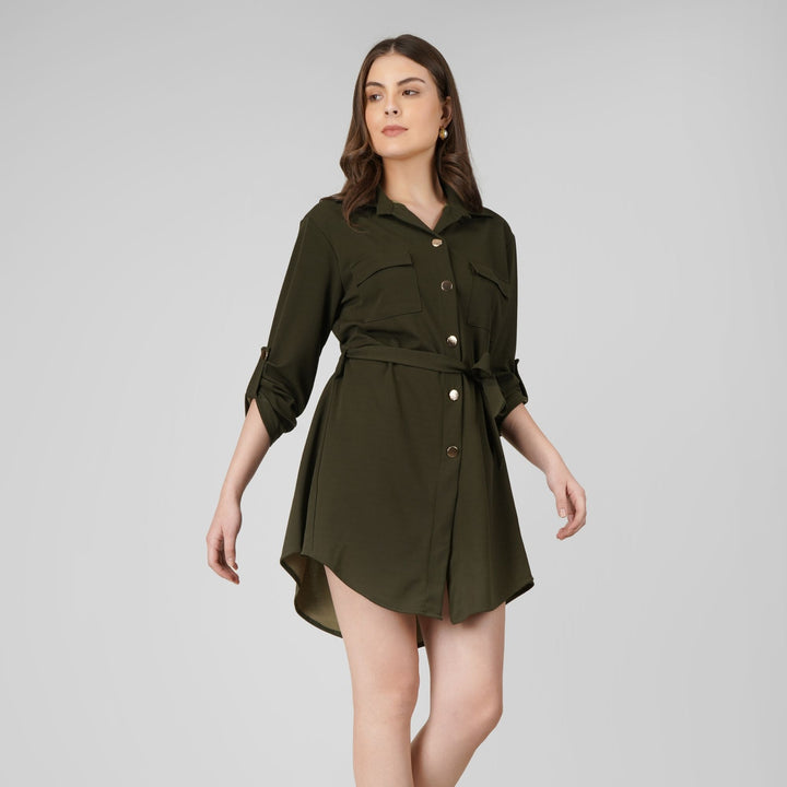 Wrapped Sleeves Short Dress