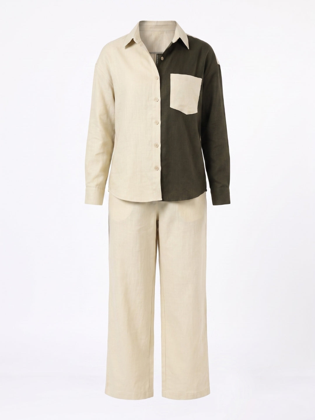 CHIC CONTRAST LINEN CO-ORD SET