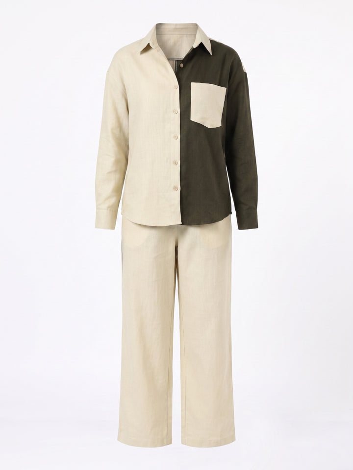 CHIC CONTRAST LINEN CO-ORD SET