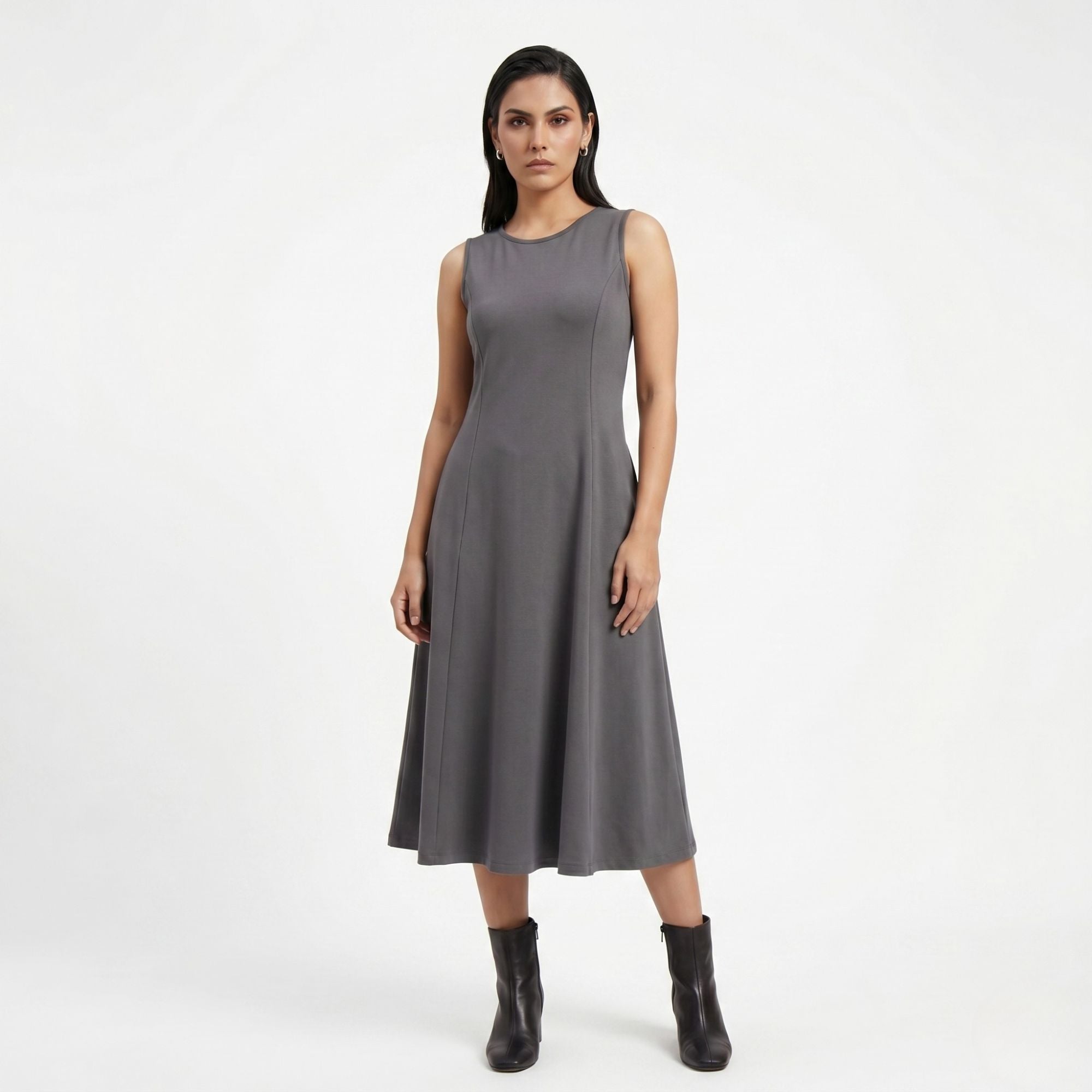 AZURE GRACE FLARED MIDI DRESS