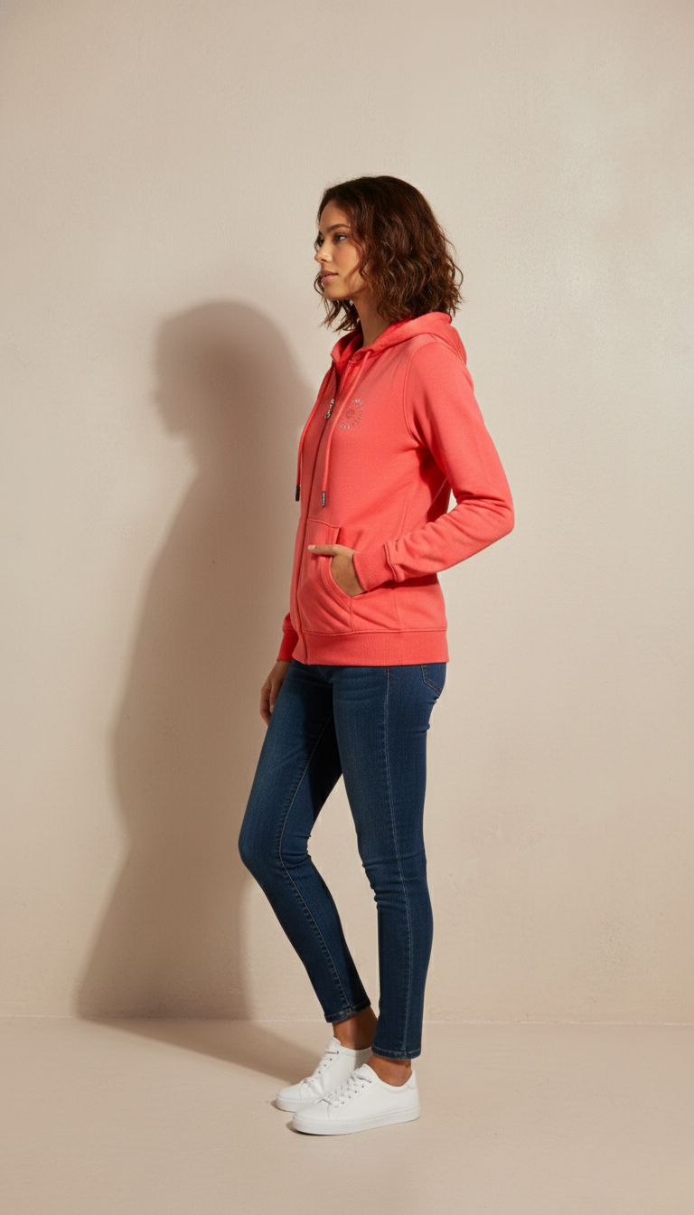 Multi Print Red Zipper Hoodie