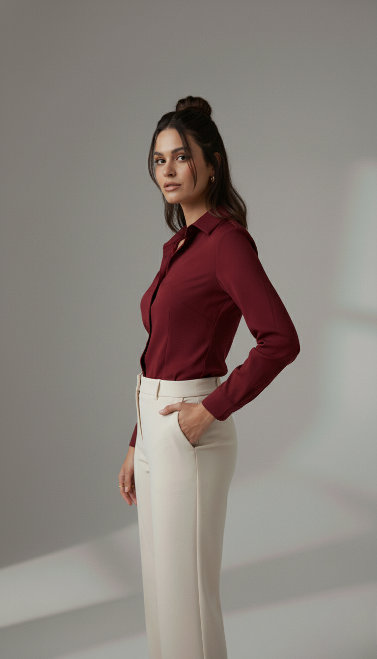 WINE CLASSIC COTTON LONG-SLEEVE FORMAL SHIRT
