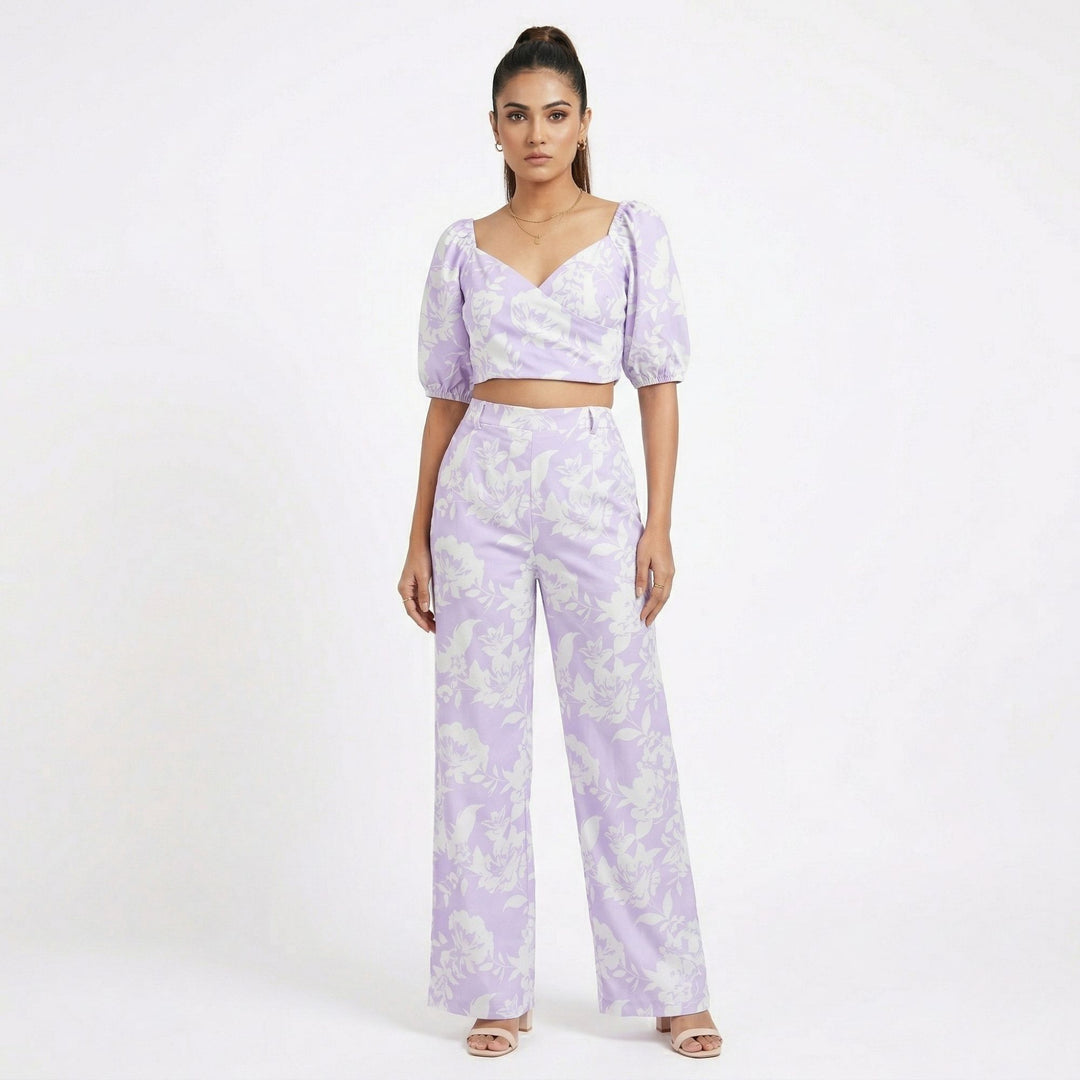 SUNSET BLOOM CO-ORD SET – FLORAL ELEGANCE IN PASTEL HUES