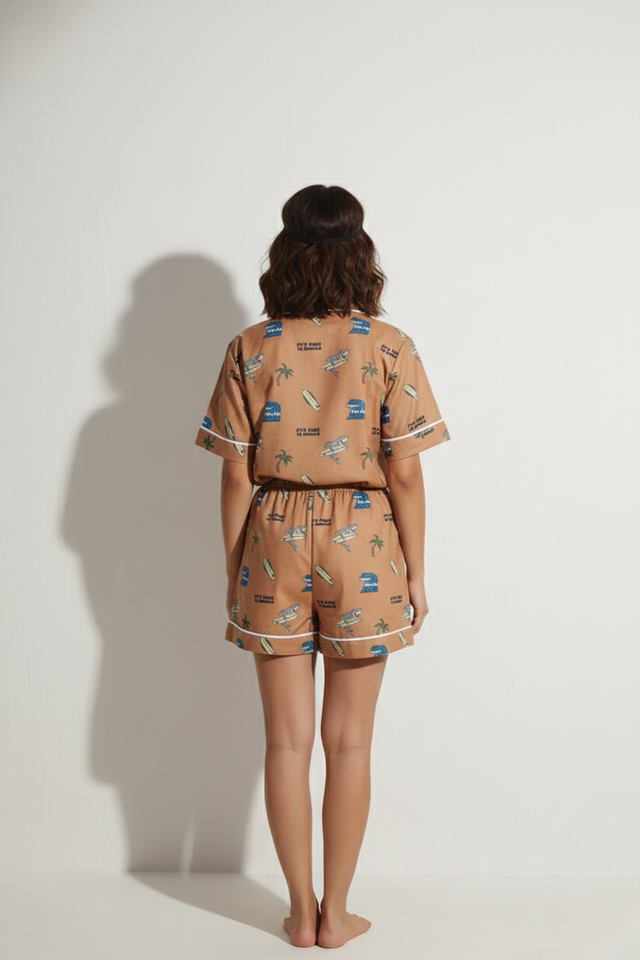 VIBRANT PRINTED PALM NIGHT DRESS