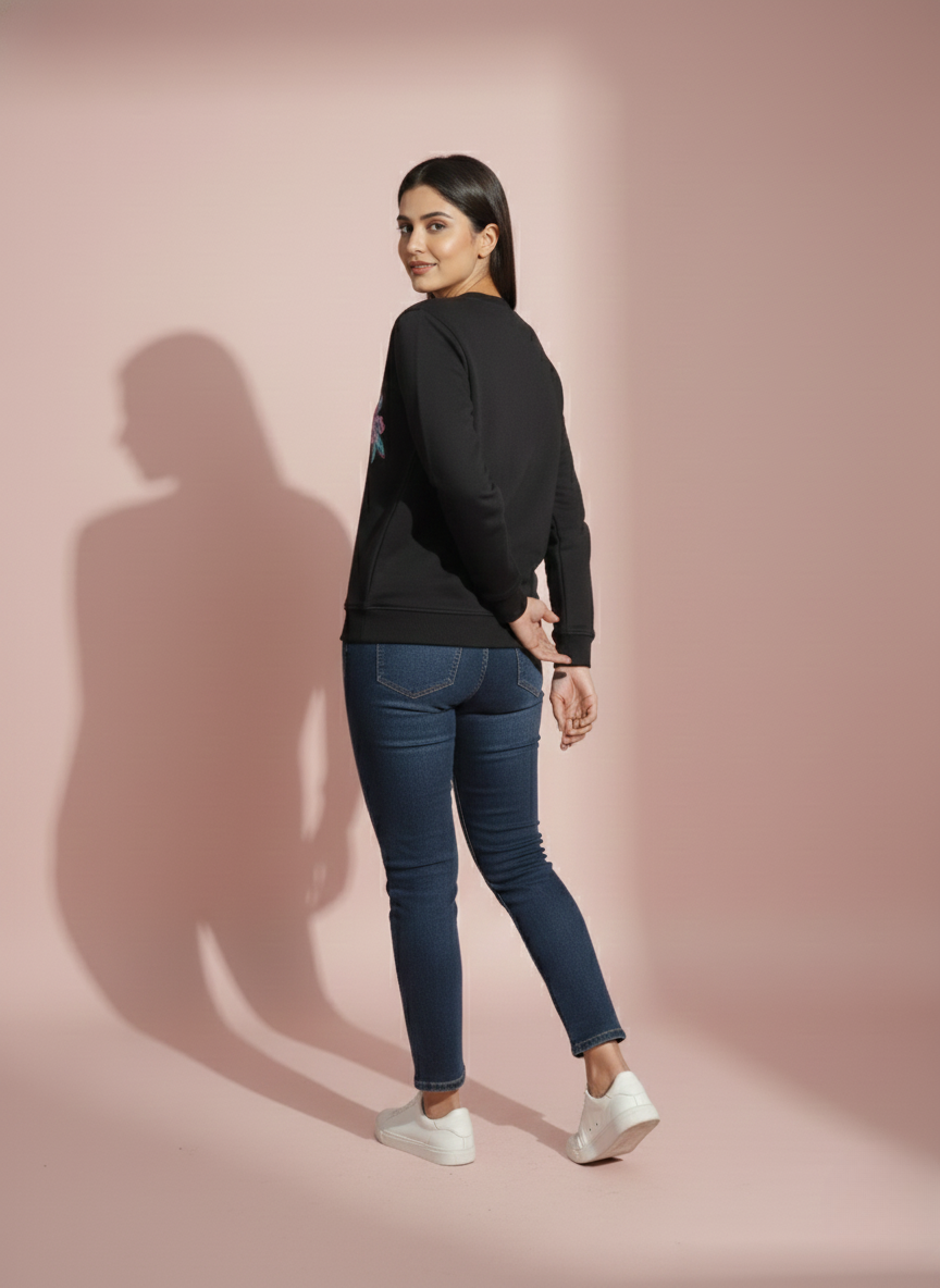 Tulip Black Sweatshirt