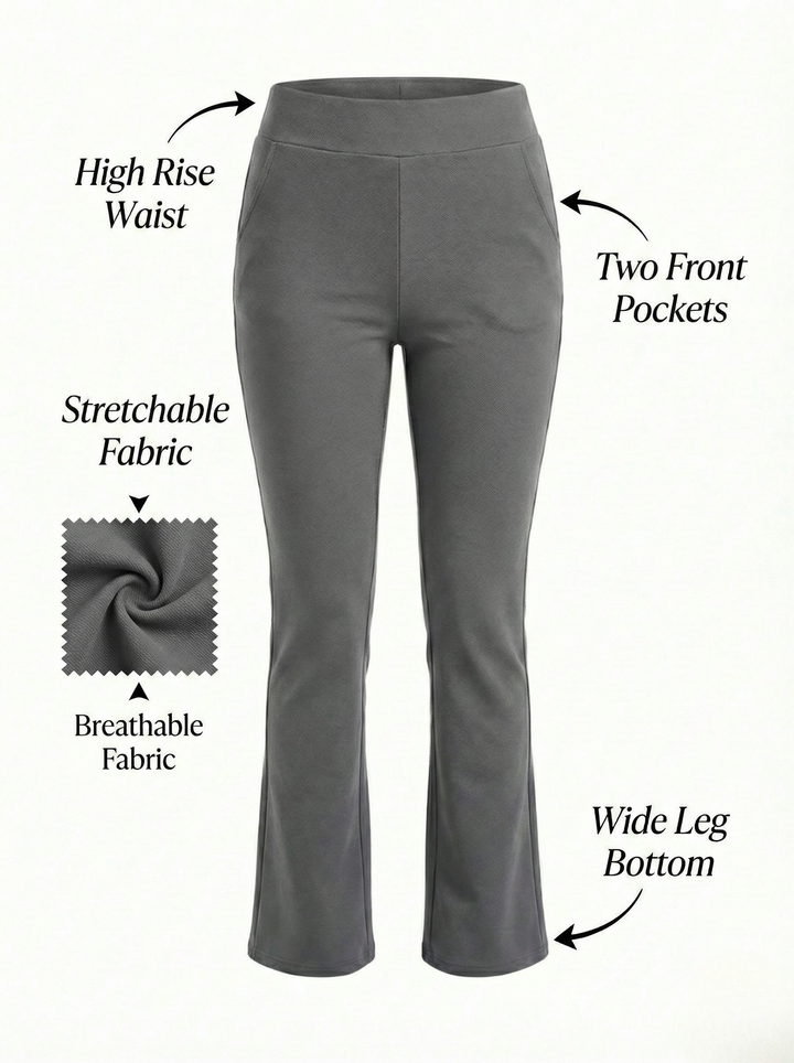 URBAN CONTOUR BELL BOTTOM HIGH WAIST SLATE GREY TROUSER