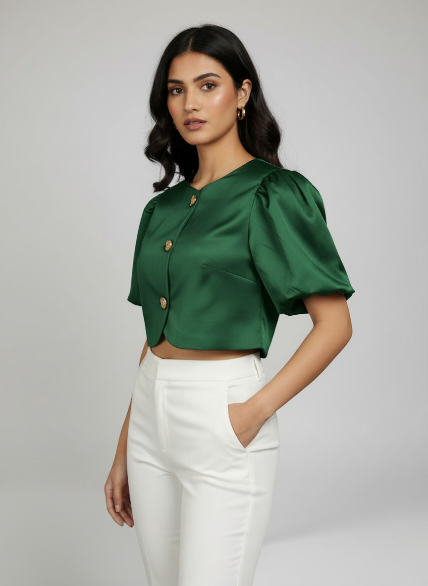 SILKEN GLEAM SATIN TOP