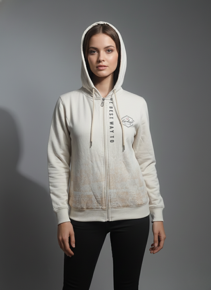 Vibrant Cream Zipper Hoodie