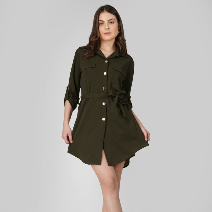 Wrapped Sleeves Short Dress