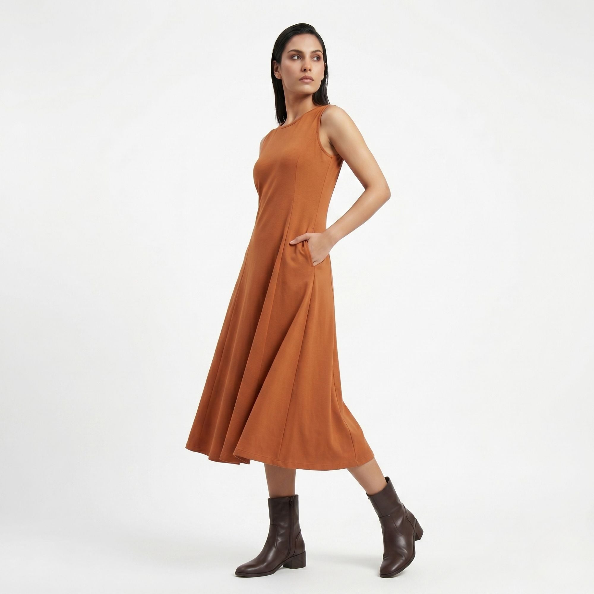 AZURE GRACE FLARED MIDI DRESS
