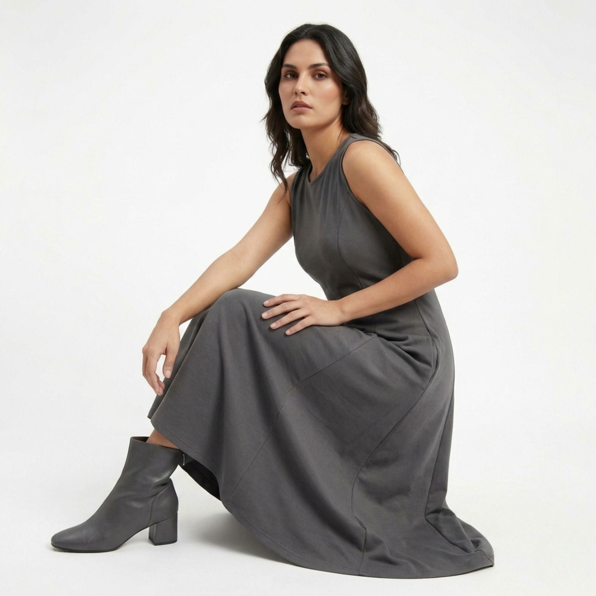 AZURE GRACE FLARED MIDI DRESS