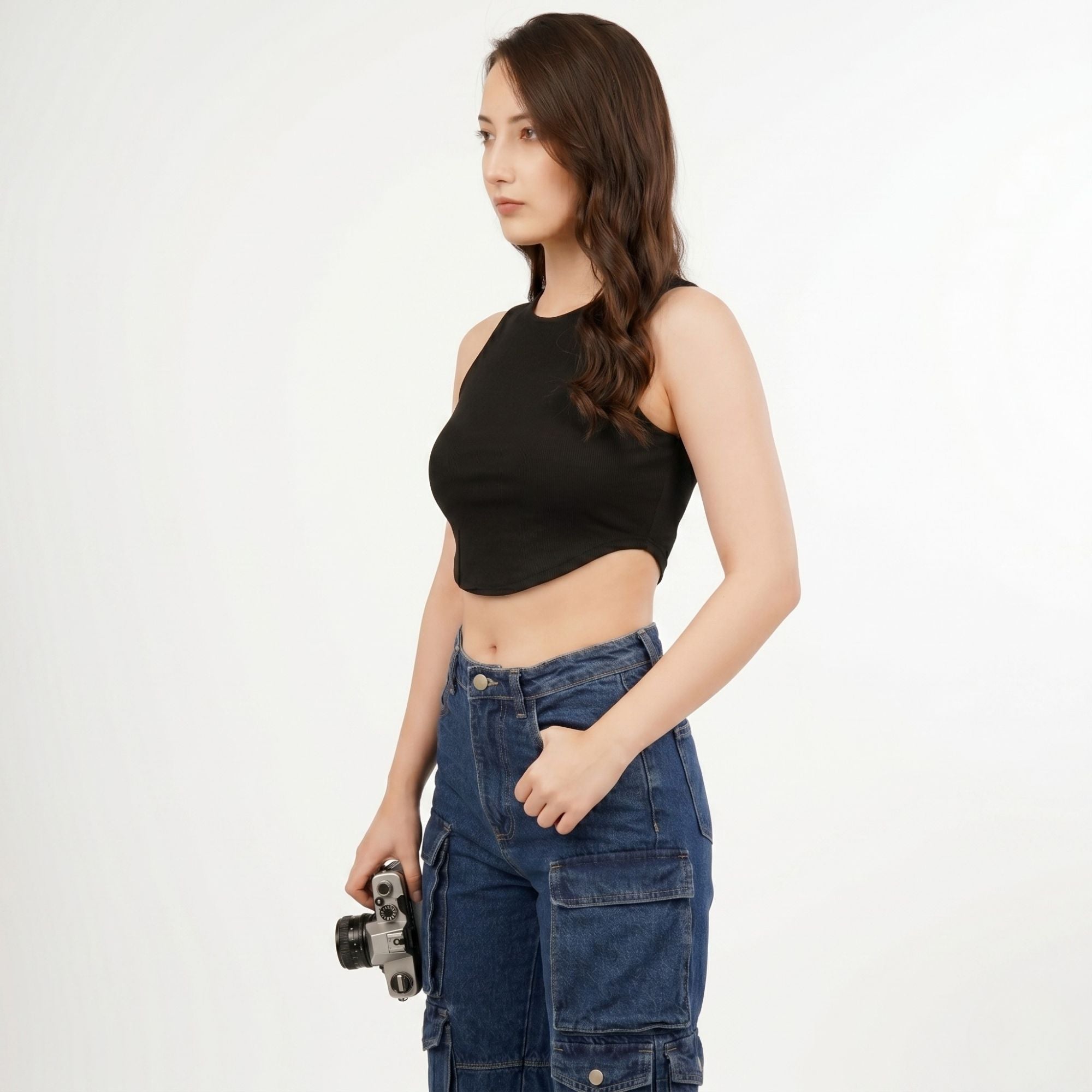 Arc-Hem Ribbed Crop TANK TOP