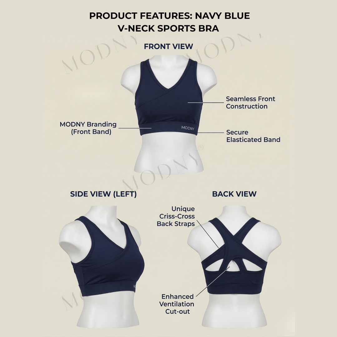 CrissCross Sports Bra Navy Blue