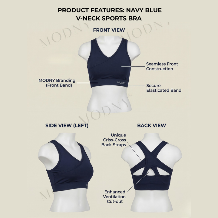 CrissCross Sports Bra Navy Blue