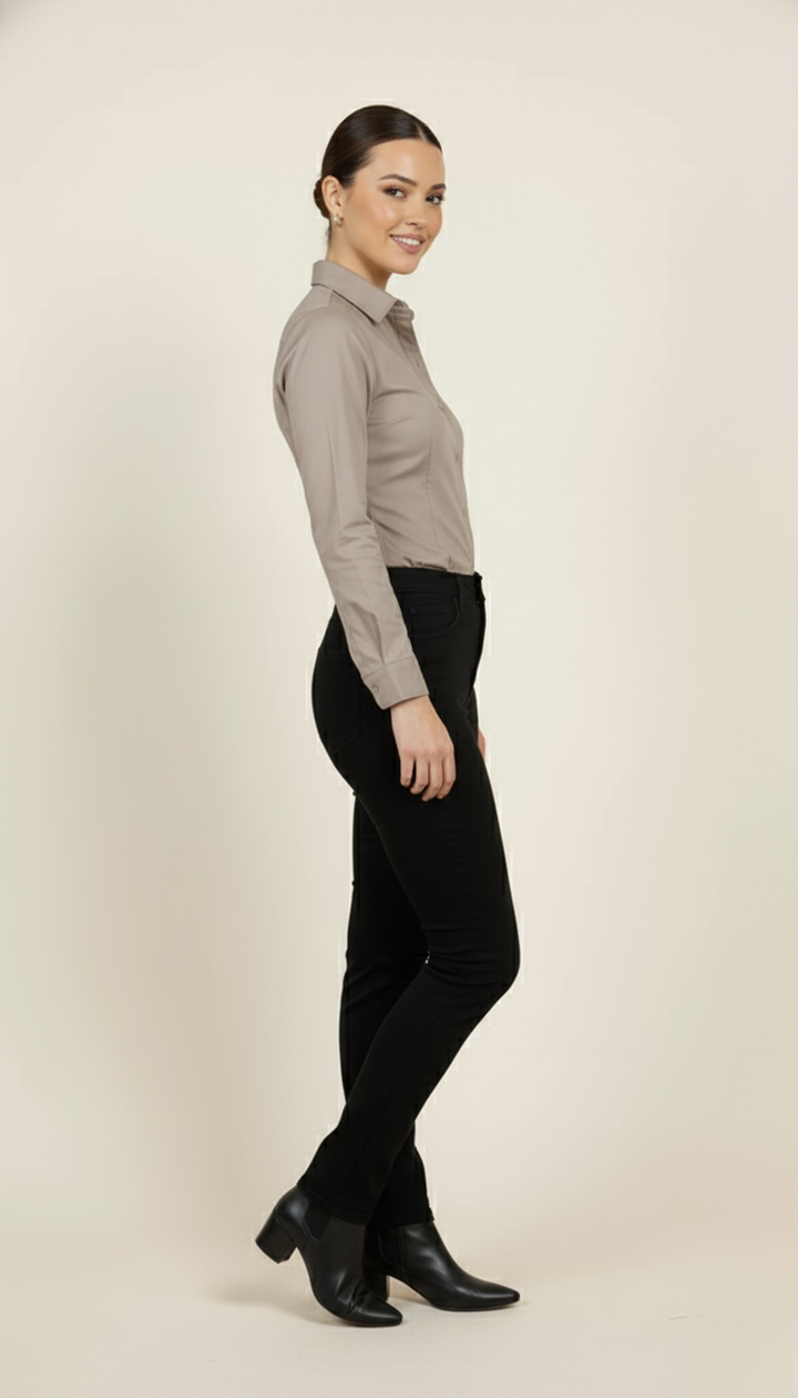 DARK GRAY CLASSIC COTTON LONG-SLEEVE FORMAL SHIRT