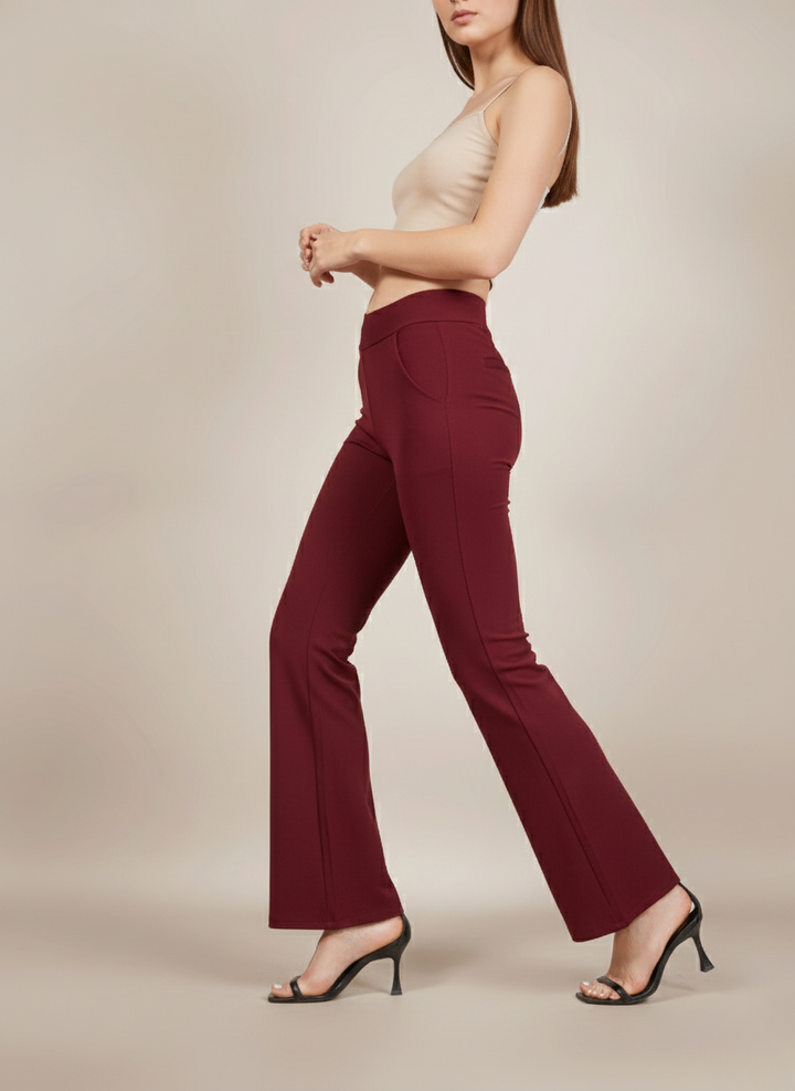 URBAN CONTOUR BELL BOTTOM HIGH WAIST WINE JEGGING