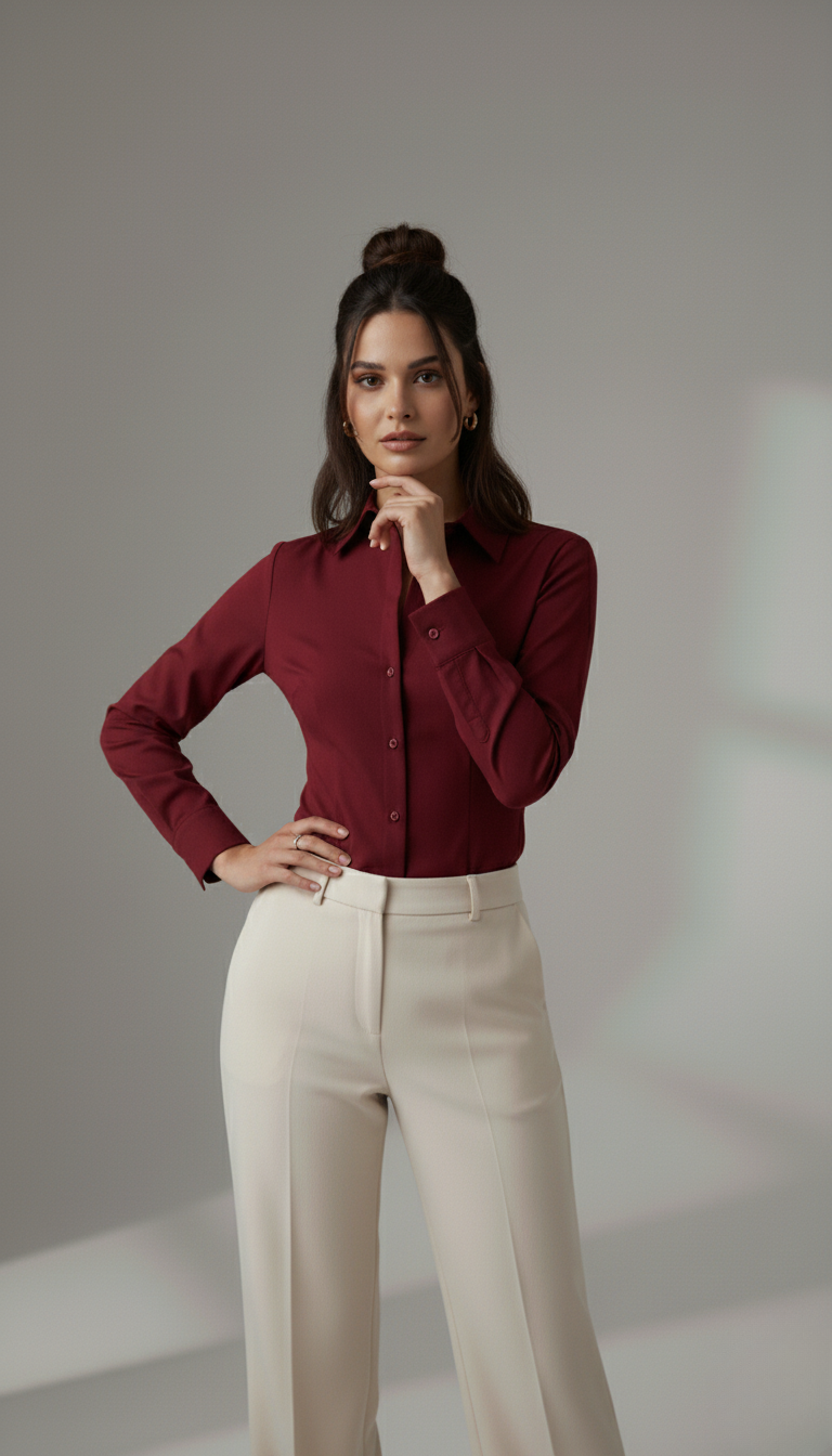 WINE CLASSIC COTTON LONG-SLEEVE FORMAL SHIRT