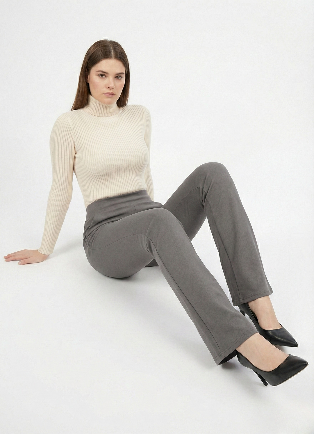 URBAN CONTOUR BELL BOTTOM HIGH WAIST DARK GREY JEGGING