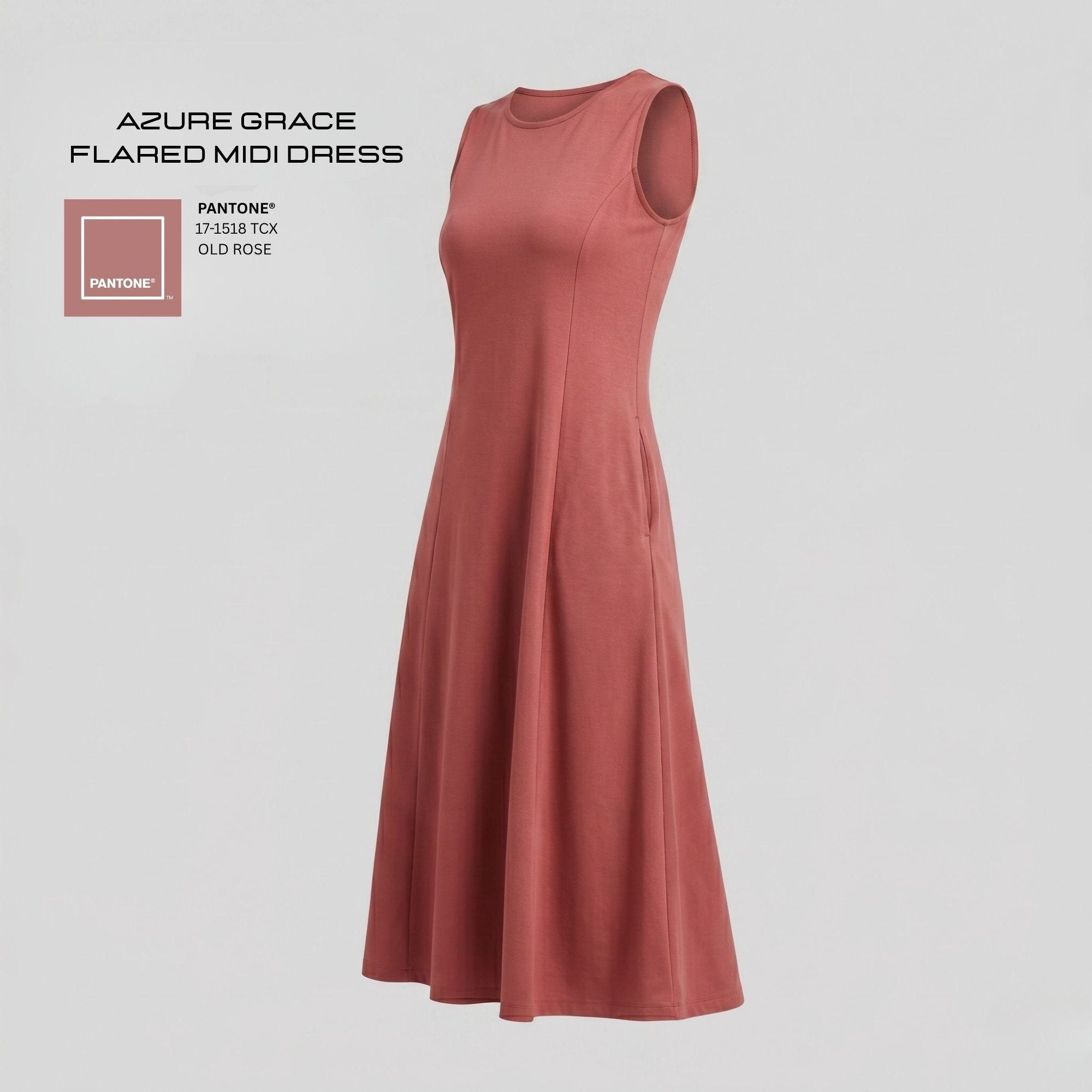 AZURE GRACE FLARED MIDI DRESS