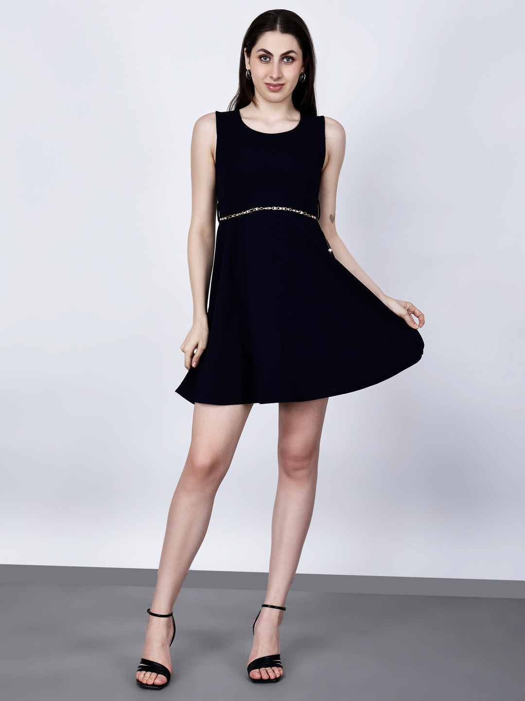 PEARL BELTED MINI DRESS