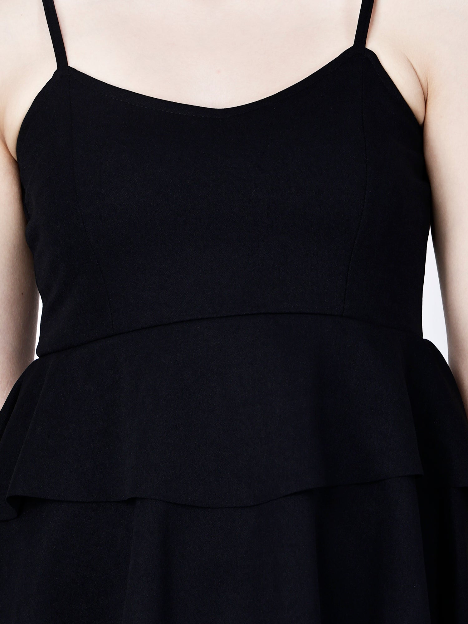 CASCADING TIER SPAGHETTI MINI DRESS