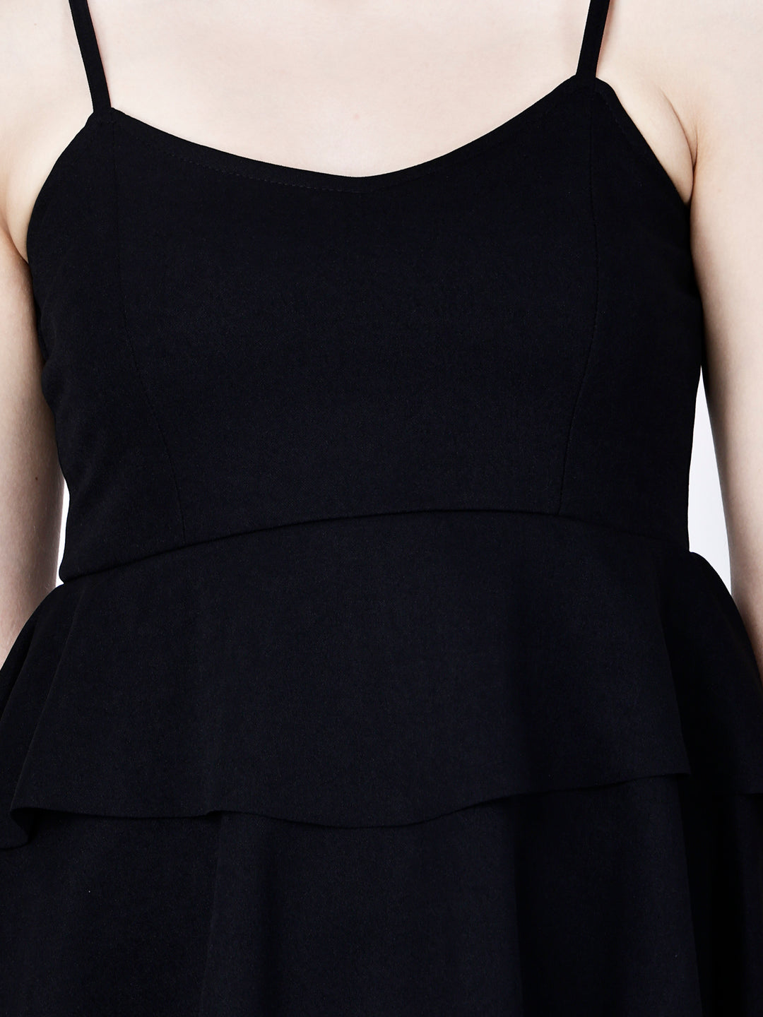 CASCADING TIER SPAGHETTI MINI DRESS