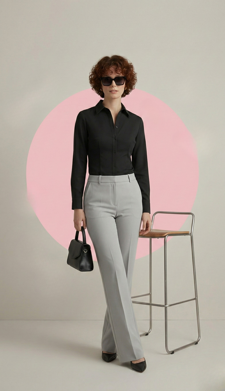BLACK CLASSIC COTTON LONG-SLEEVE FORMAL SHIRT
