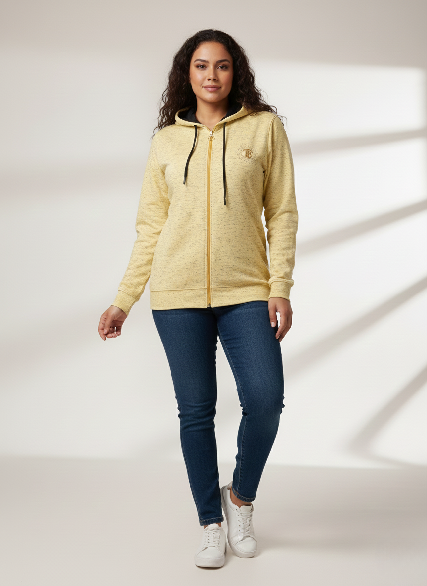 Vibrant Yellow Zipper Hoodie