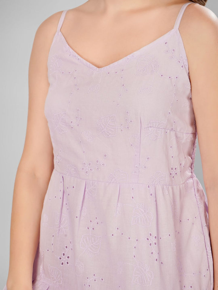 SCHIFFLI EBROIDERED STRAPPY MIDI DRESS
