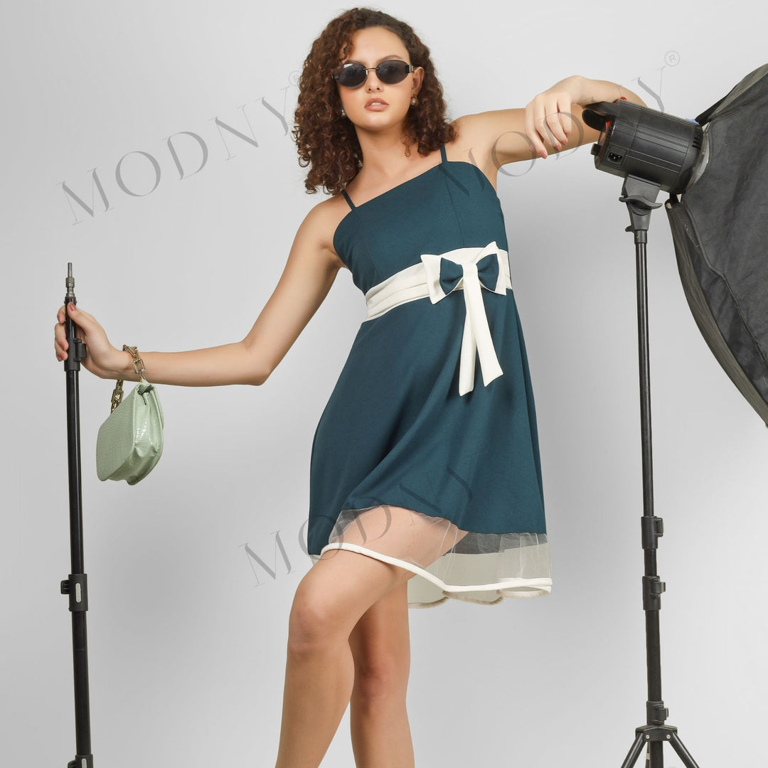 SCARLET CHARM BELTED MINI DRESS