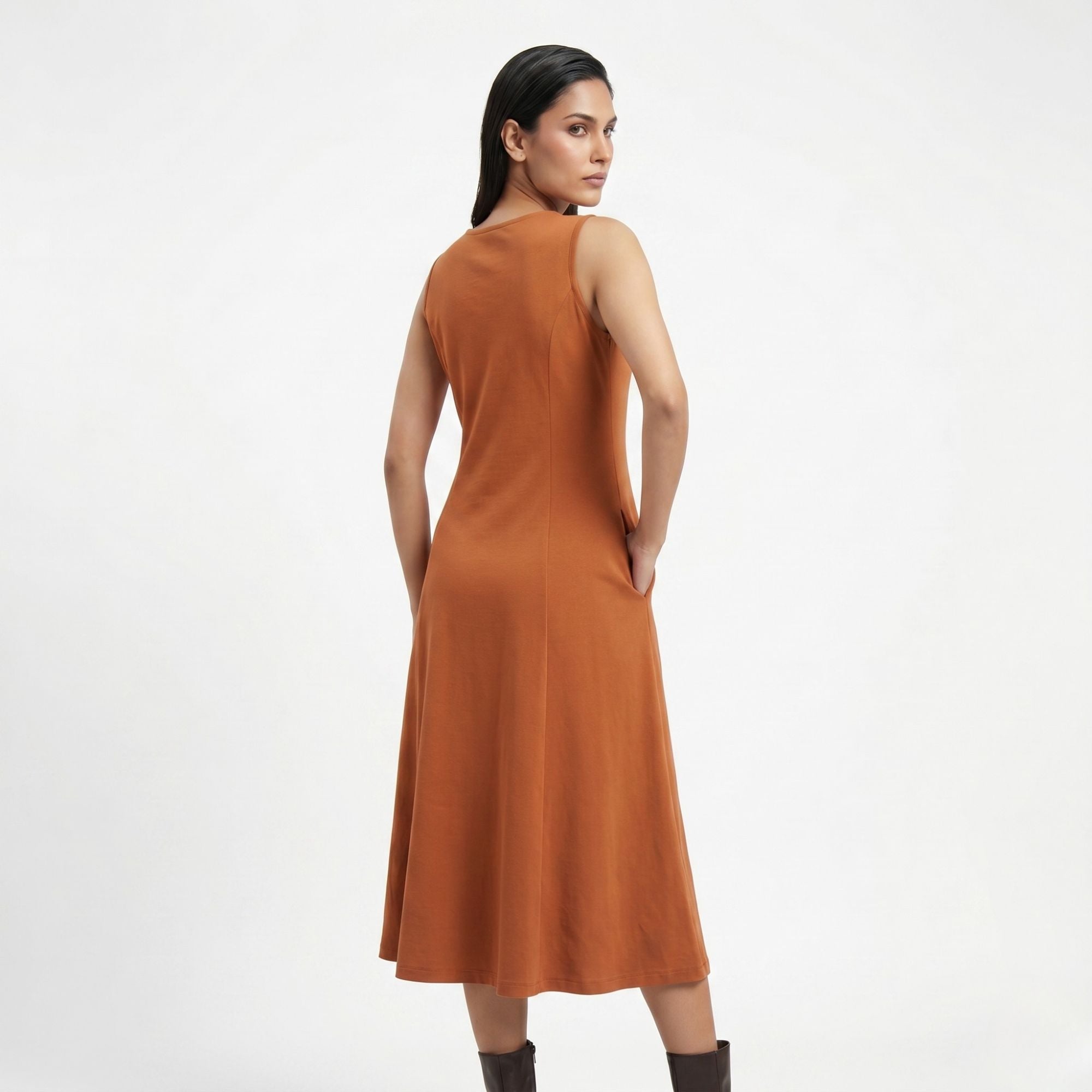 AZURE GRACE FLARED MIDI DRESS