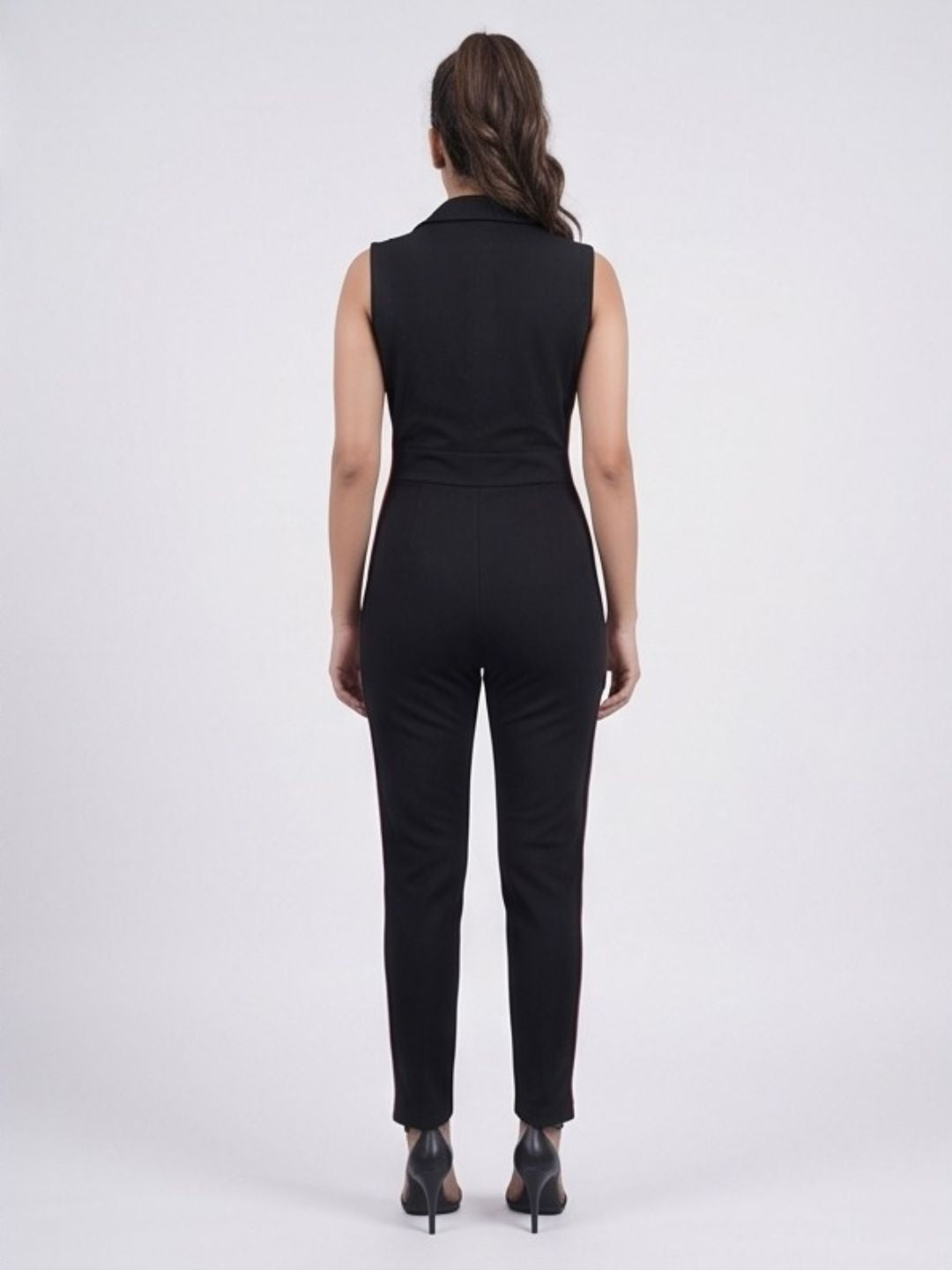 SIDE STRIPED JUMPSUIT BLACK