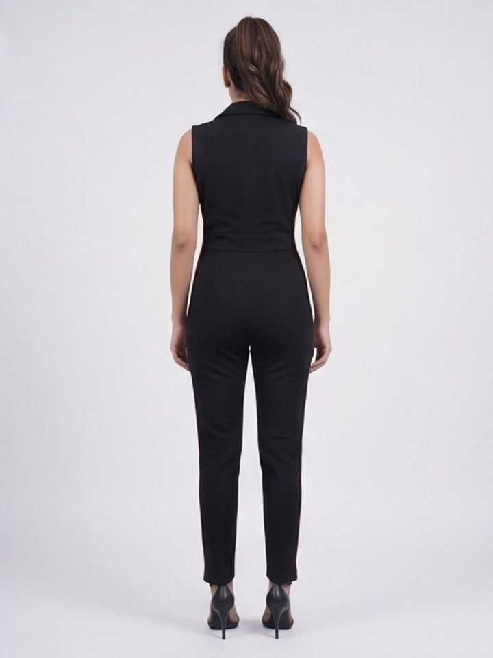 SIDE STRIPED JUMPSUIT BLACK