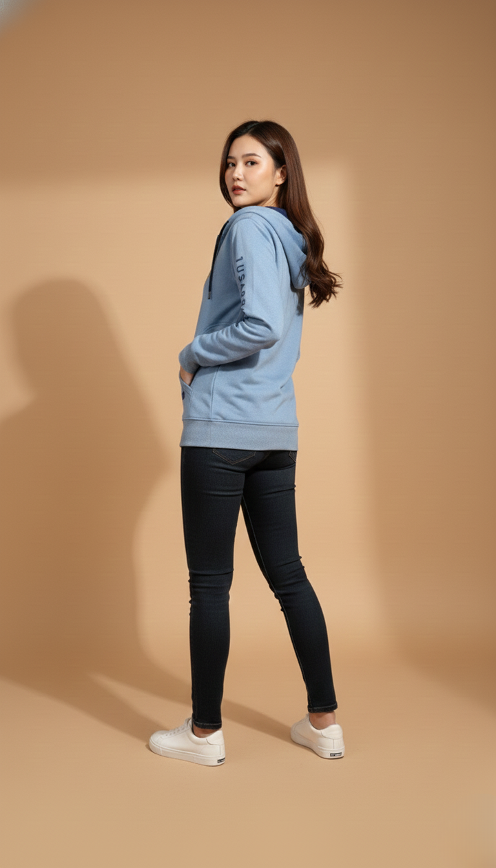 Navy Blue Zipper Hoodie