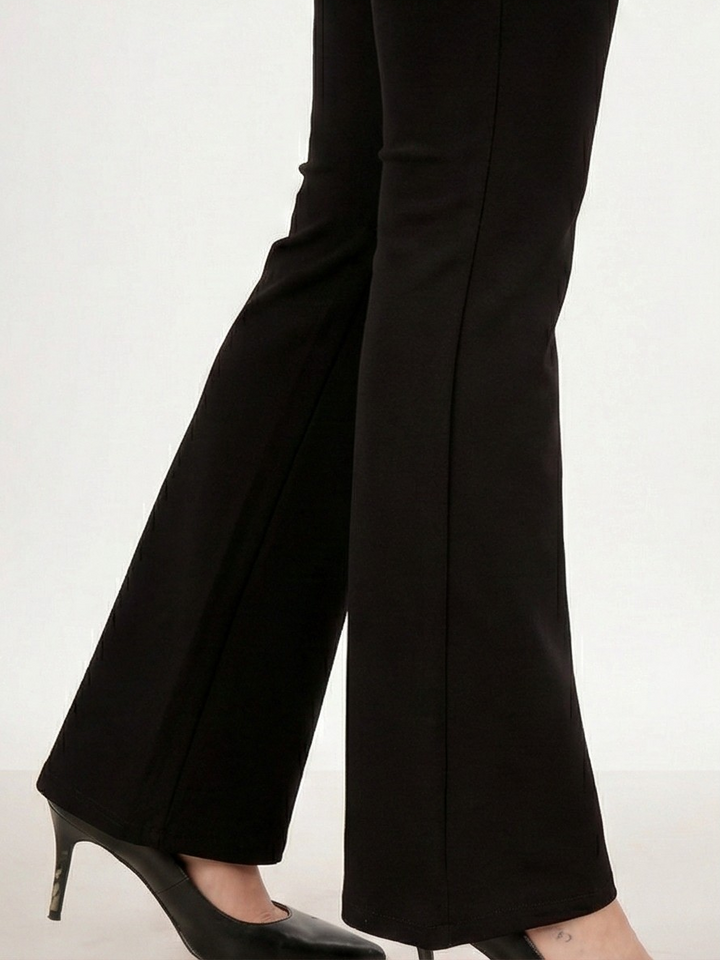 URBAN CONTOUR BELL BOTTOM HIGH WAIST BLACK TROUSER