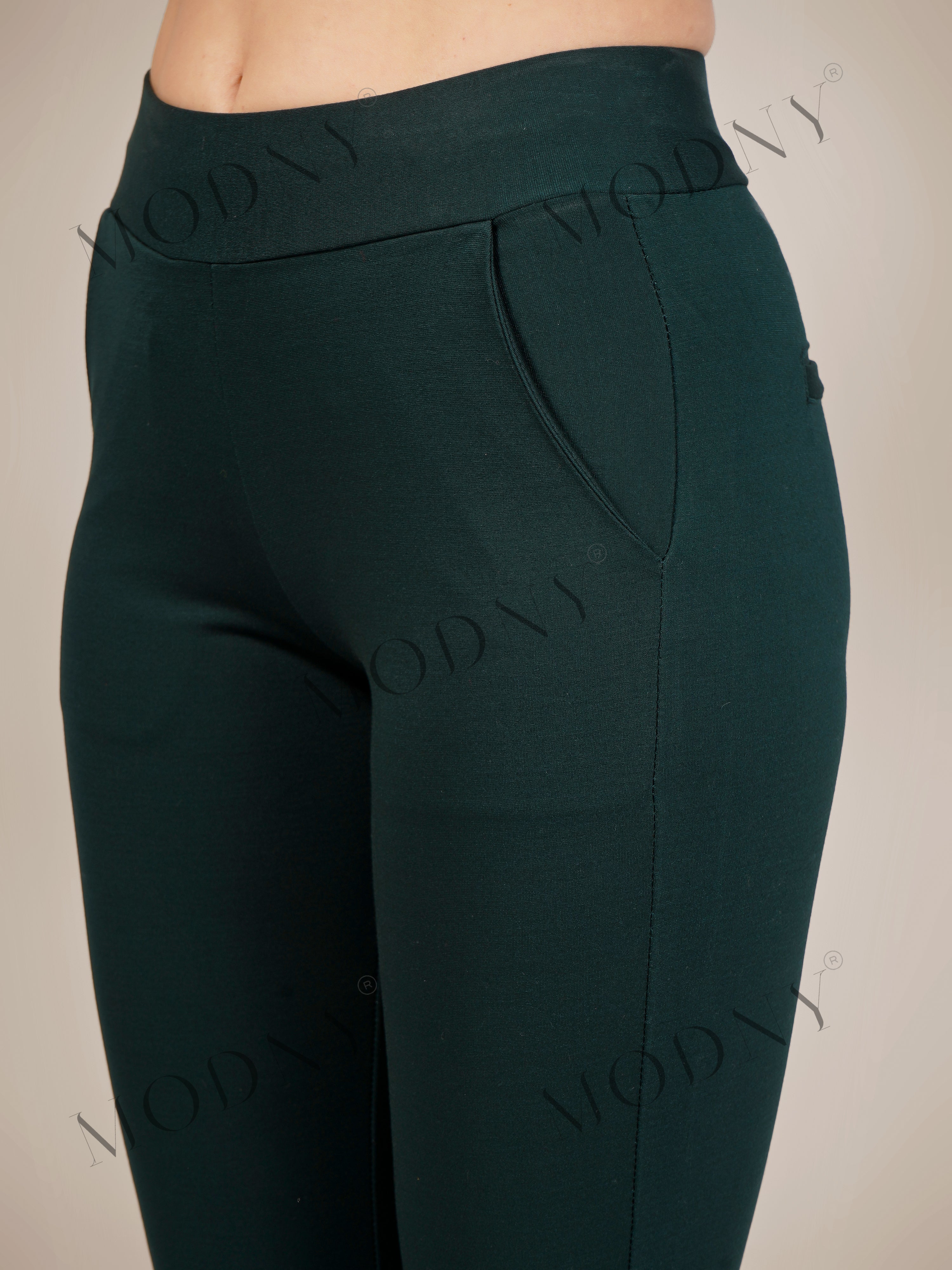 URBAN CONTOUR BELL BOTTOM HIGH WAIST BOTTLE GREEN JEGGING