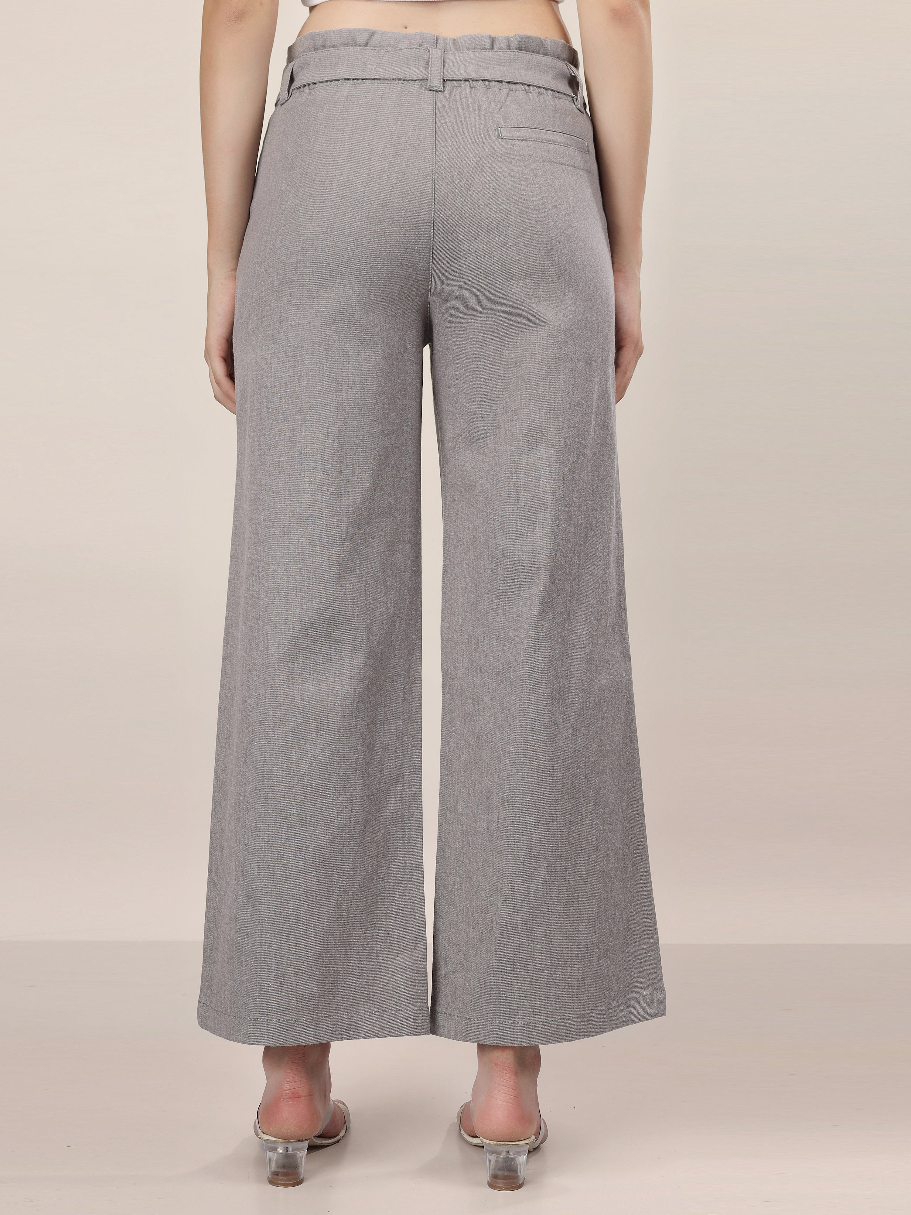 GREY DENIM STRAIGHT PANTS