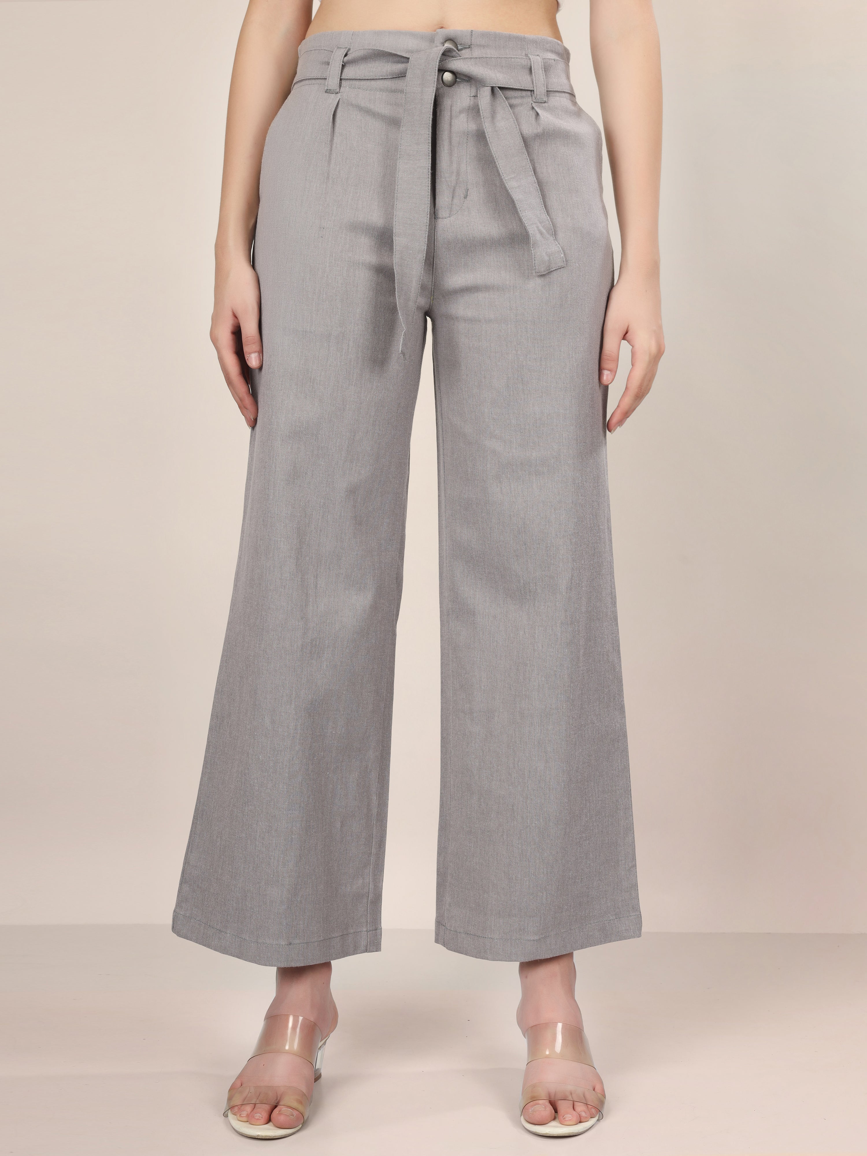 GREY DENIM STRAIGHT PANTS