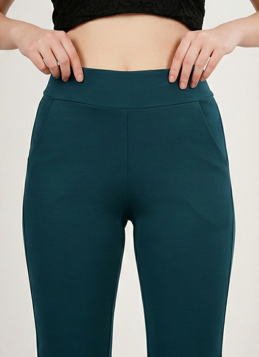 URBAN CONTOUR BELL BOTTOM HIGH WAIST TRANSFORMATIVE TEAL TROUSER