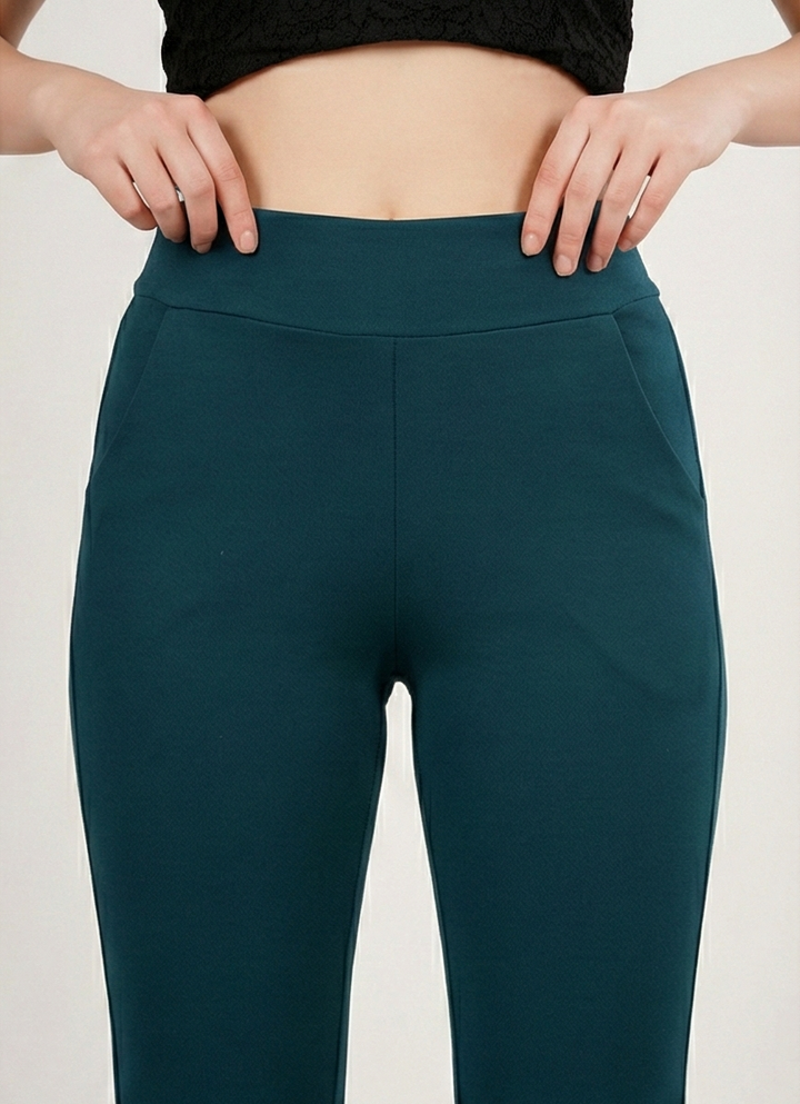 URBAN CONTOUR BELL BOTTOM HIGH WAIST TRANSFORMATIVE TEAL TROUSER