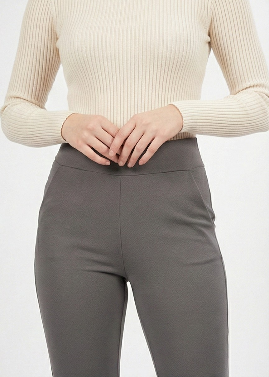URBAN CONTOUR BELL BOTTOM HIGH WAIST SUSTAINED GREY TROUSER