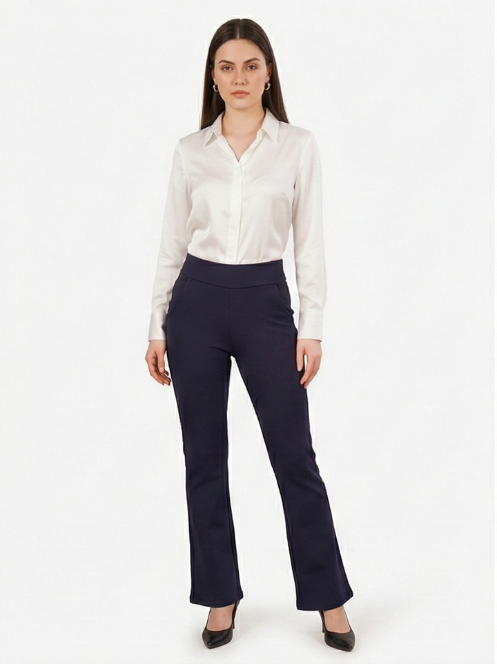 URBAN CONTOUR BELL BOTTOM HIGH WAIST NAVY BLUE TROUSER