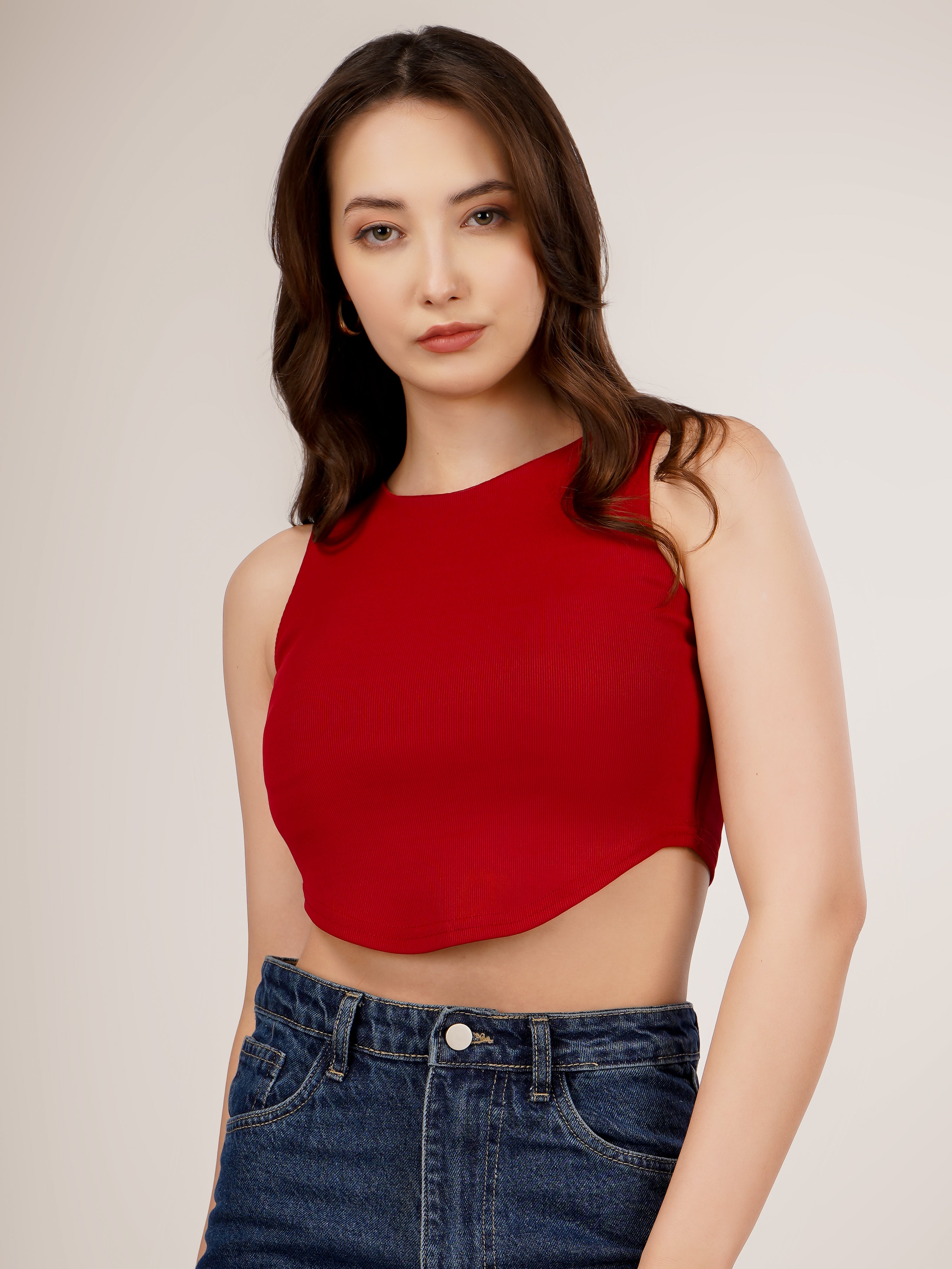 Arc-Hem Ribbed Crop TANK TOP