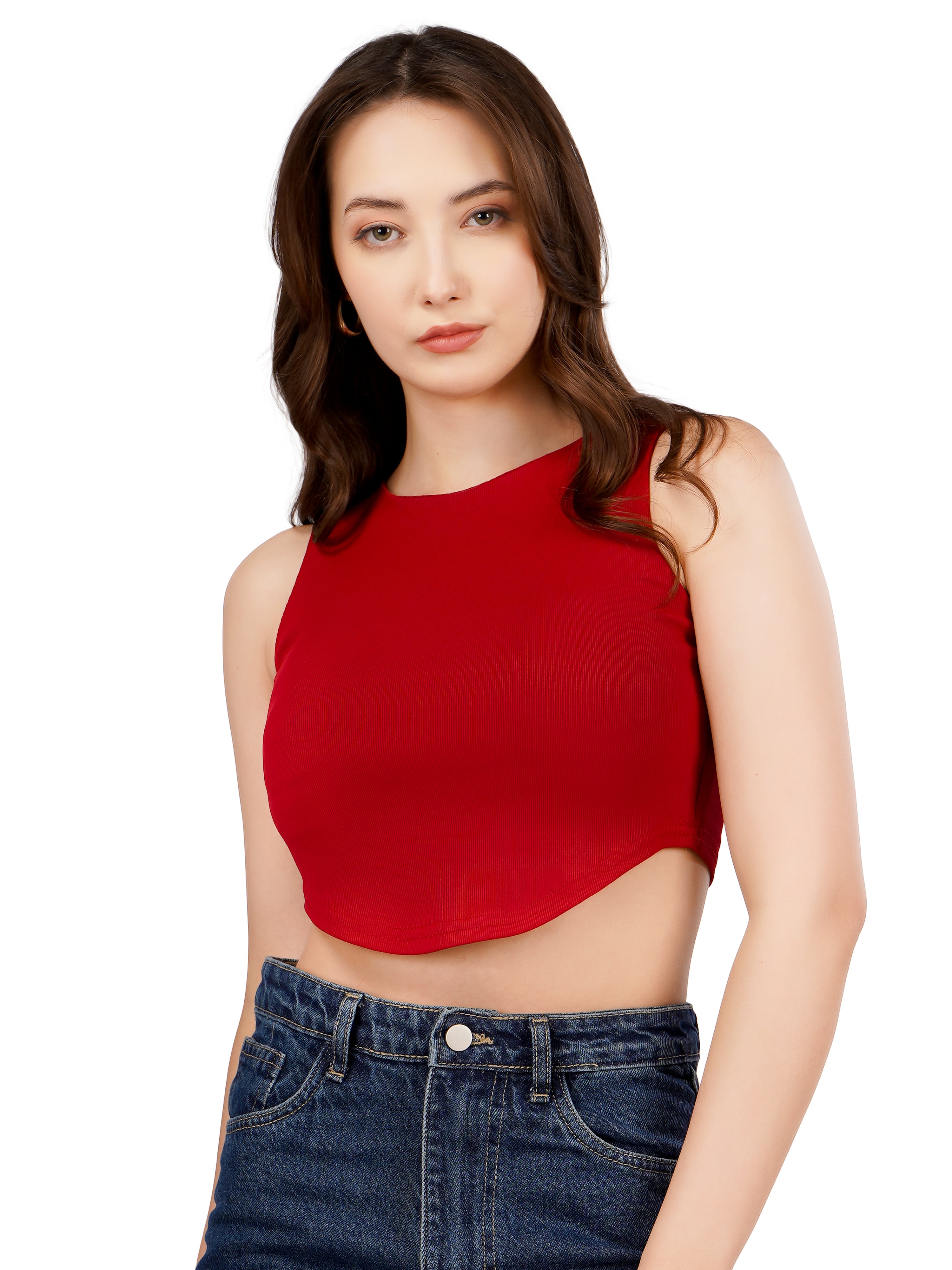 Arc-Hem Ribbed Crop TANK TOP
