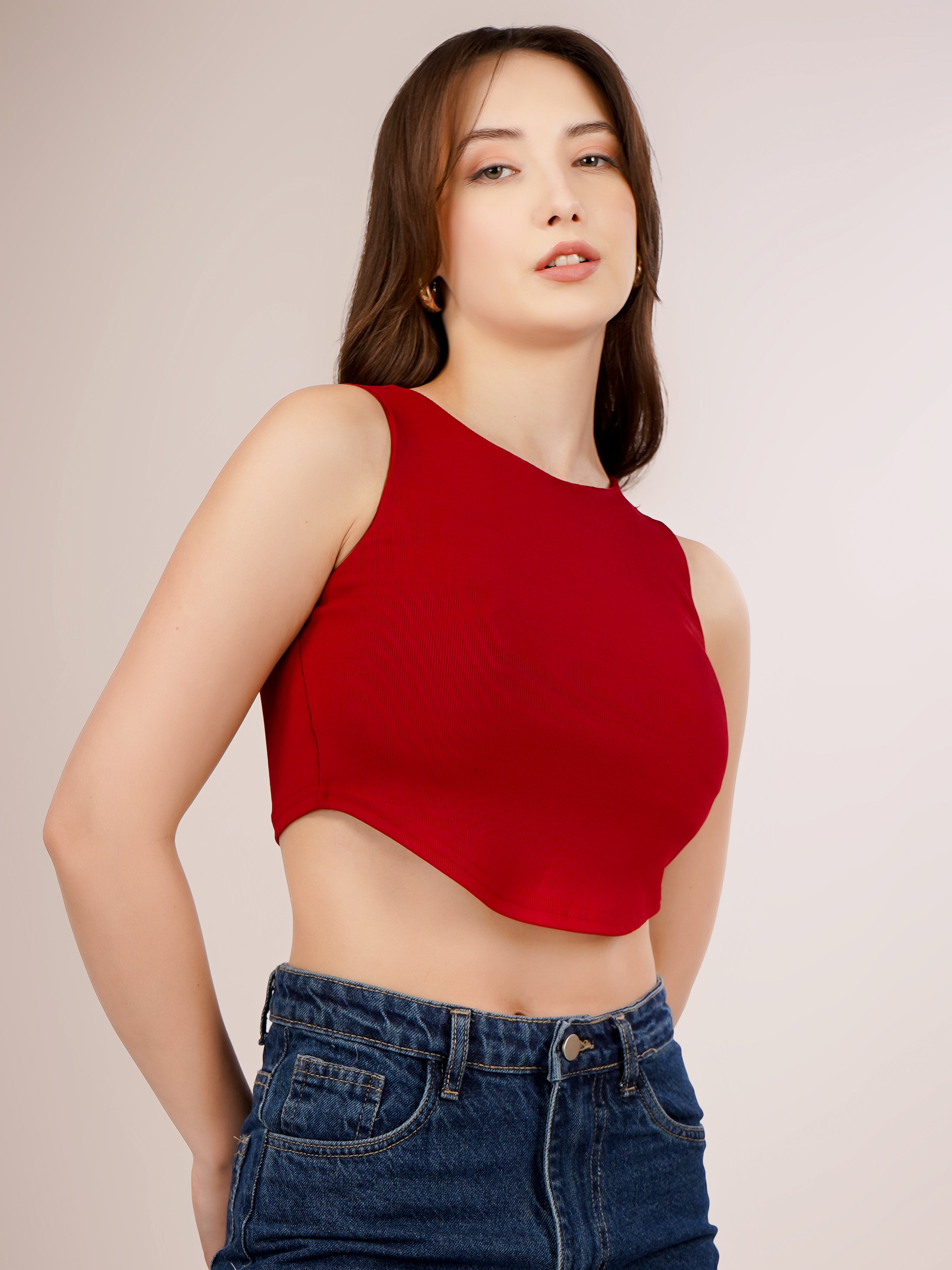Arc-Hem Ribbed Crop TANK TOP
