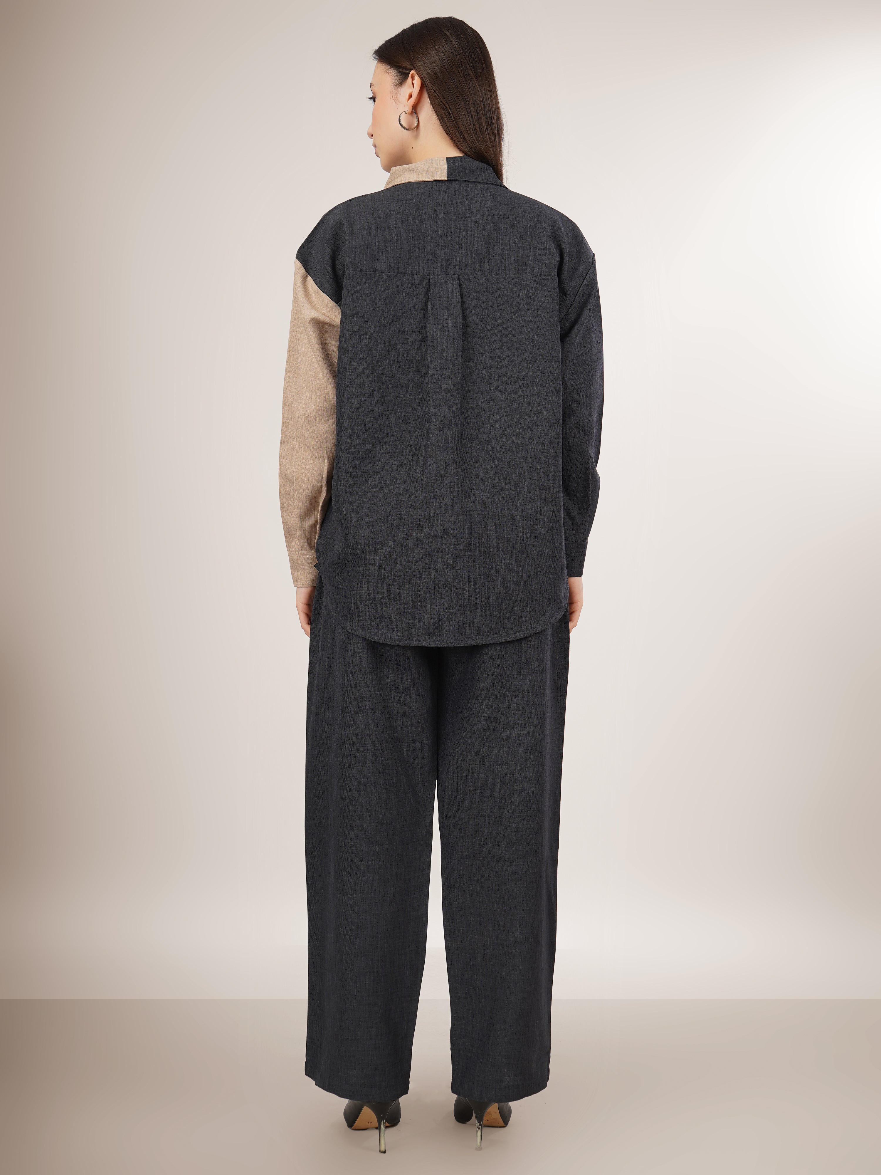 CHIC CONTRAST LINEN CO-ORD SET -NOIR & SAND EDITION