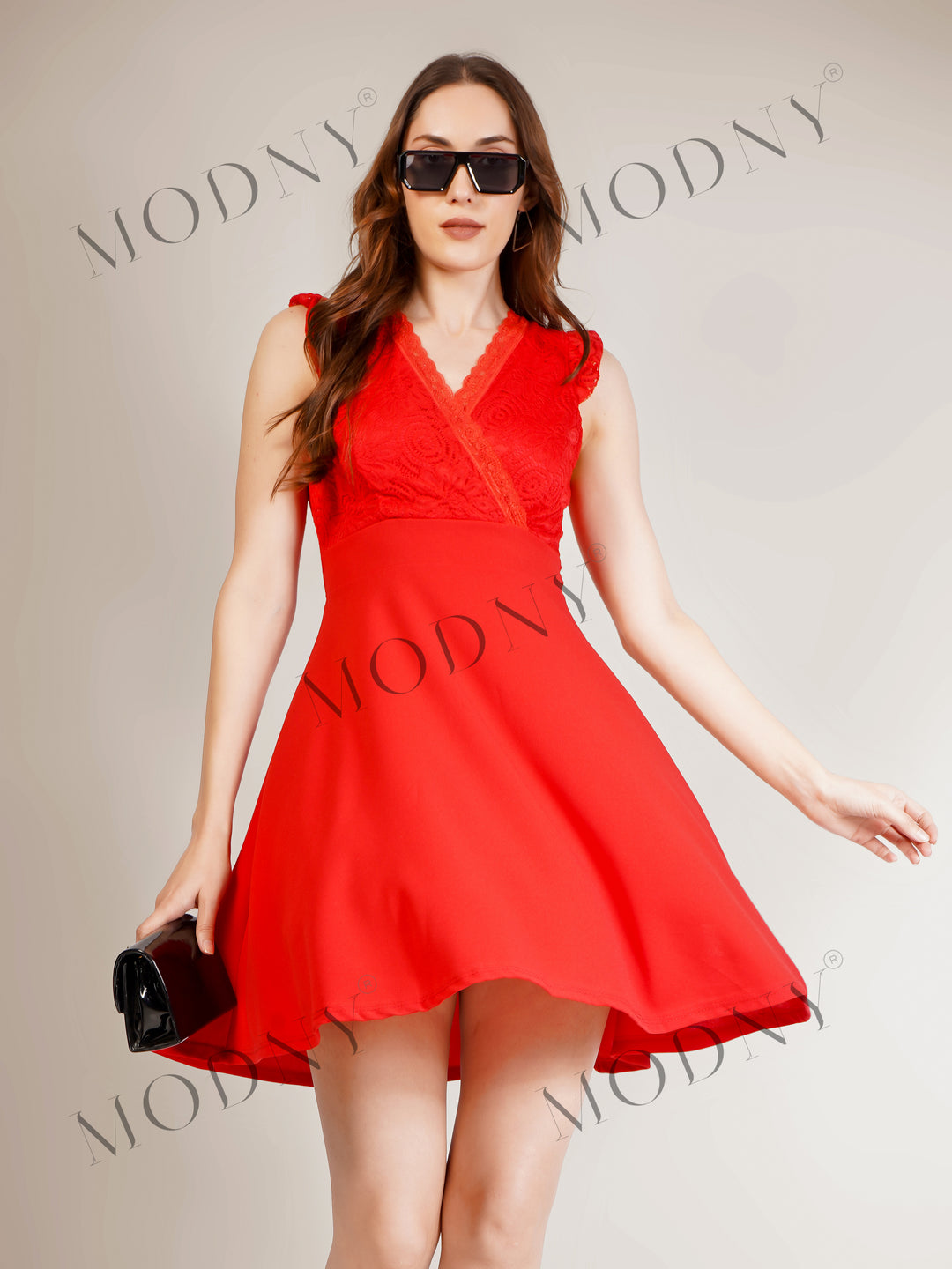 LACE RUFFLE SLEEVE MINI DRESS