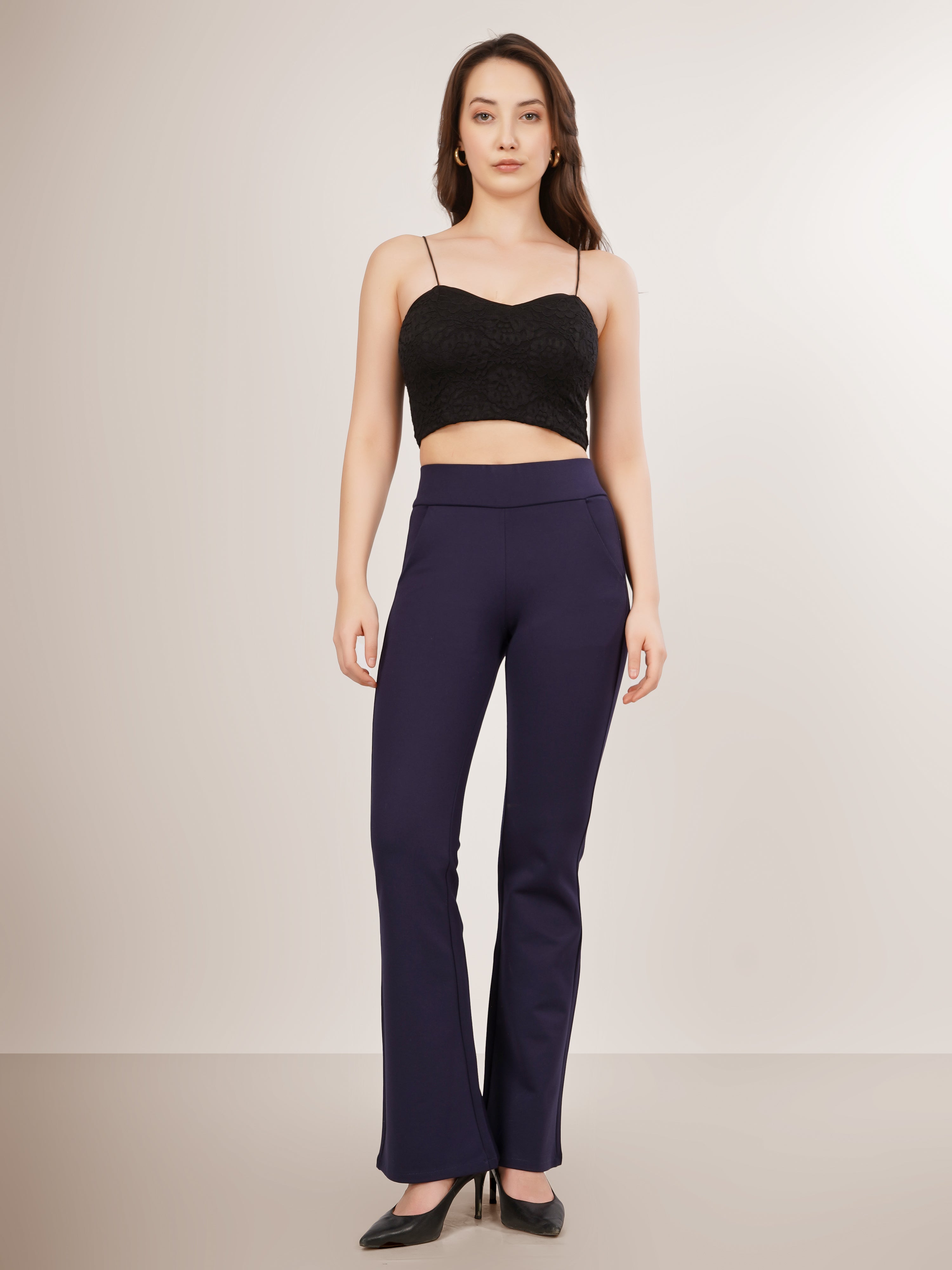 URBAN CONTOUR BELL BOTTOM HIGH WAIST NAVY BLUE JEGGING