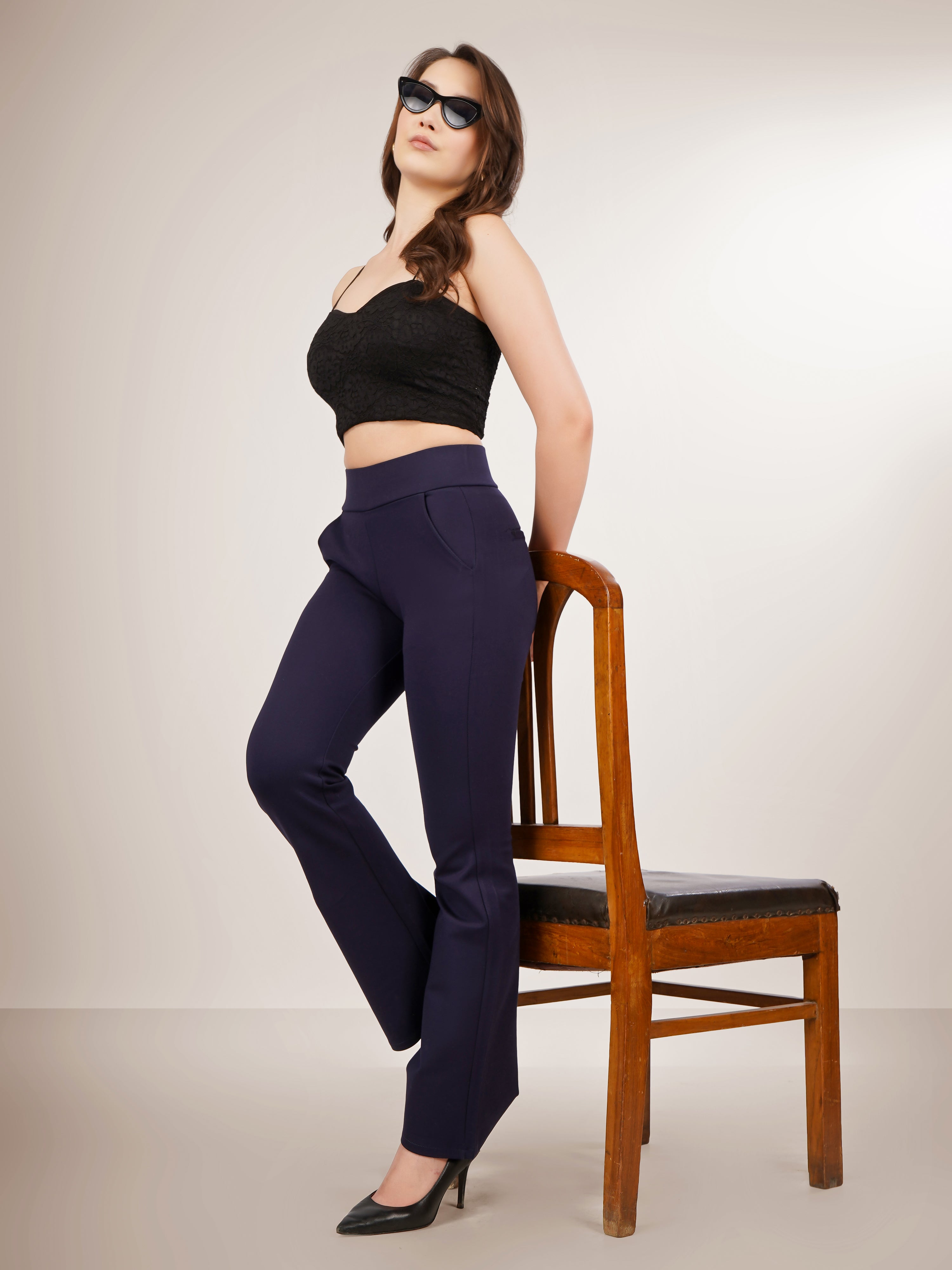 URBAN CONTOUR BELL BOTTOM HIGH WAIST NAVY BLUE JEGGING